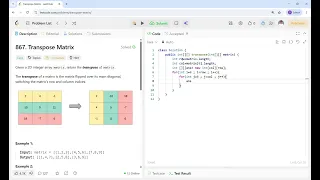 Transpose Matrix LeetCode 867 Java