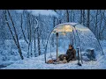 Lagu Transparent Hot Tent Camping in Snow Storm . Wood stove ASMR