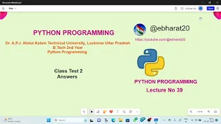 Class Test 2 Solution Lecture No 39 Python CBSE 11th Class B Tech 2nd Year AKTU