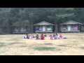 Groups reflecting before chapel at Camp Huston session 1
