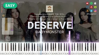 🎹 (Easy Piano) BABYMONSTER (베이비몬스터) - DESERVE (with Lyrics)