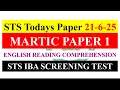 Download Lagu STS Today's Paper STS Grade 05 to BPS 15 Matriculation Paper Answer Key IBA Screening Test 21 6 2025