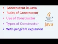 Constructor in Java What is Constructor with syntax and example Types of Constructor
