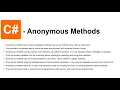 Anonymous methods in C explained in under 4 minutes