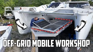 ⛵️ Hurricane-damaged catamaran. Our mobile workshop goes off-grid Ep.626