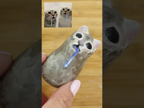DIY Drooling Cats 🤤 #clay #cute #art #meme #cat