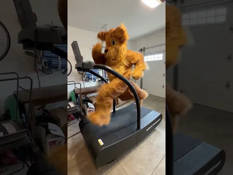 Sprinting on a treadmill...in a mascot costume