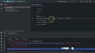Python Class Operations in List extend remove pop Lecture 21