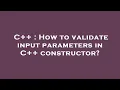 C How to validate input parameters in C constructor