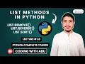 Remove Reverse And Sort List Methods In Python Lecture 33 Python Complete Course