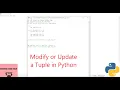 Modify or Update a tuple in Python