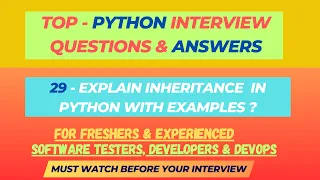 29 - Explain Inheritance in Python Python Interview Questions Dev Freshers Experienced