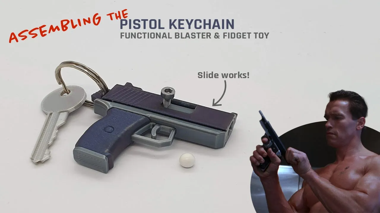 Pistol Keychain — Functional Blaster & Fidget Toy