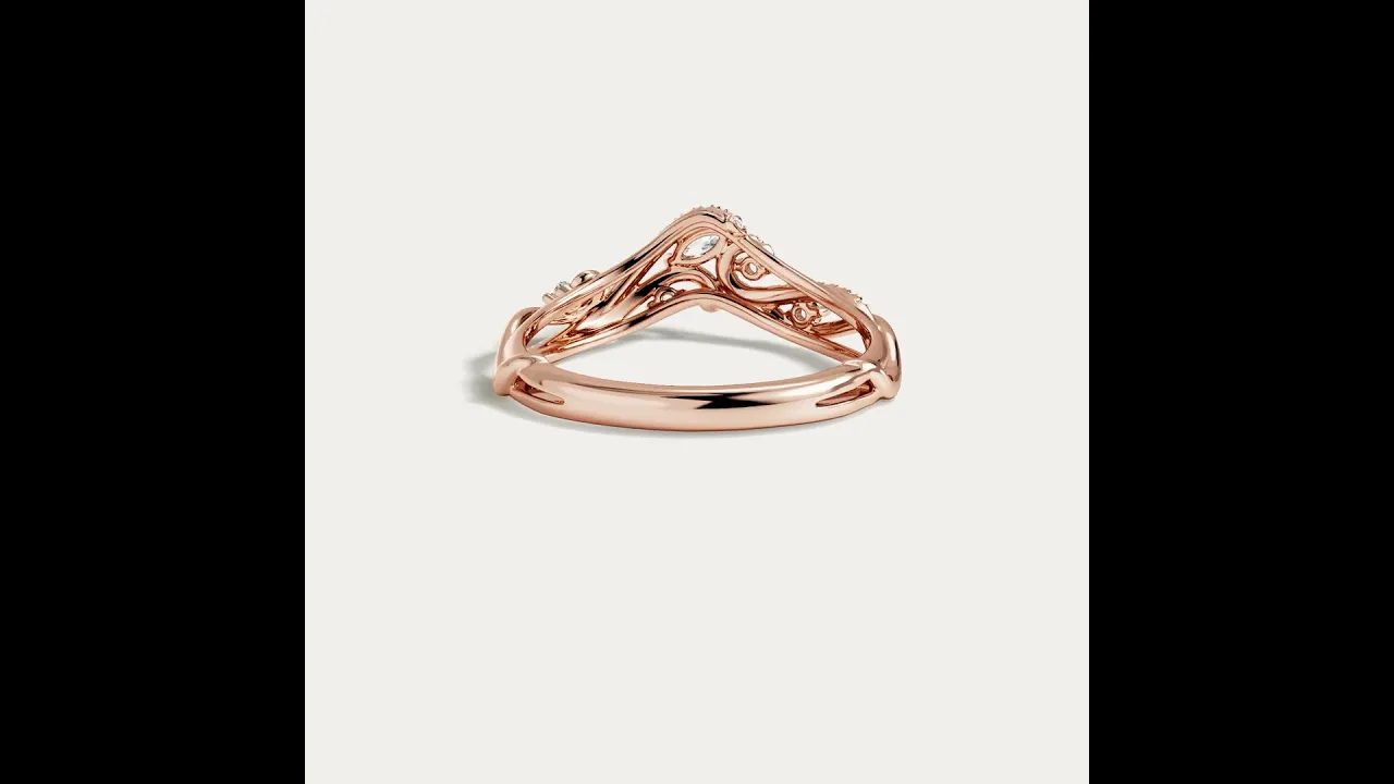 Marquise and Round Lab-Grown Diamond Twisted Curved Wedding Band