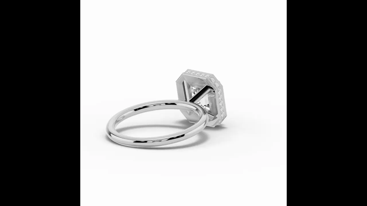 Asscher Nova Halo Engagement Ring