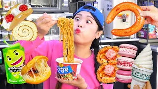 Đồ ăn cửa hàng tiện lợi Mì cay xúc xích Mukbang DONA