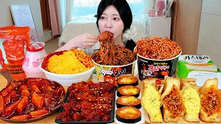 ASMR MUKBANG| 편의점 직접 만든 불닭 떡볶이 양념치킨 김밥 디저트 먹방 & 레시피 Convenience Store Food EATING