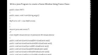 JAVA PROGRAM TO CREATE A FRAME WINDOW USING FRAME CLASS