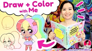 How to Draw & Color Cute Rainbow Magical Chibi Real-Time from Kawaii Drawing School Book - Mei Yu