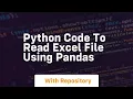 python code to read excel file using pandas