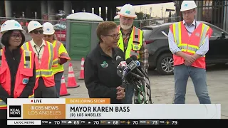 LA Mayor Bass gives update on 10 Freeway closure Wednesday morning