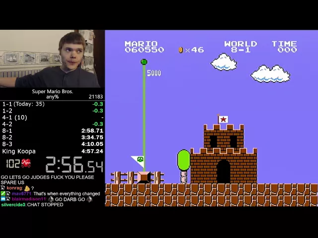 (4:56.878) Super Mario Bros. any% speedrun *Former World Record*