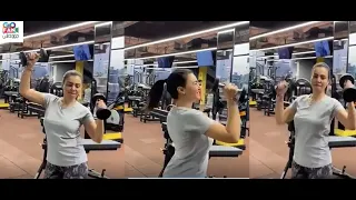 دينا فؤاد ترقص في الجيم أثناء ممارسة تدريباتها الرياضية 