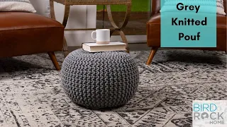 BIRDROCK HOME Round Pouf Footstool Ottoman - Grey