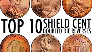 Top 10 Doubled Die Reverse Shield Cent Varieties - Photos Values