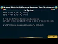 How to Find the Difference Between Two Dictionaries in Python