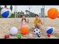 Download Lagu Kids Xavi \u0026 Anna Play Sport Balls Compilation | Learning Colors \u0026 Names of Balls for Toddlers
