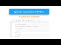 Symbolic calculations in Python An overview of Sympy