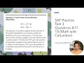 SAT Practice Test 3 Questions - 18 Math With Calculator FULL EXPLANATION