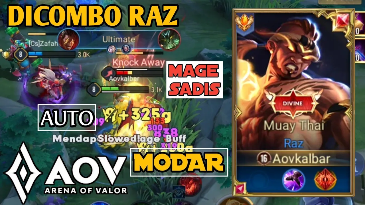 AOV RAZ GAMEPLAY|mage dengan skill yang perlu di perhitungkan|Arena of Valor|ROV|Liên Quân Mobile