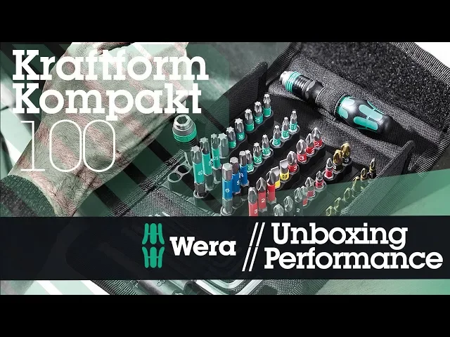 Screwdriver set, 1x handle, adapter, 42х bits and 8х hex keys, Kraftform Kompakt 100 Wera - W057460
