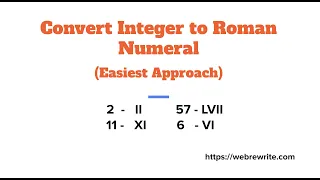 Convert Integer to Roman Numeral Integer to Roman LeetCode Programming Tutorials