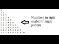 Pattern program - Numbers in right angled triangle in Java Vyuha4S