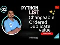 How Python List is Changeable Allow duplicate values and ordered in hindi