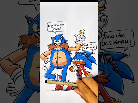 dr eggman become sonic and sonic become dr eggman #art #drawing #sonic