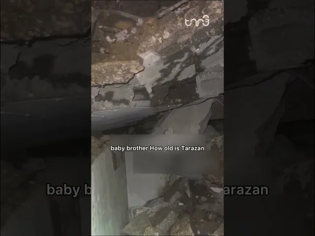 ⁣After an Israeli strike, a girl converses with the rescue team to rescue her family before her.