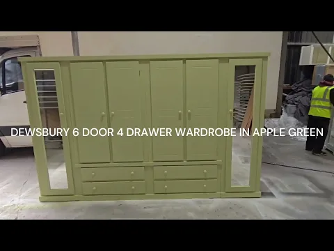 Product video preview for Handmade in the UK 6 Door 4 Drawer 295cm Wide Wardrobe - Dewsbury White (Made to Measure)