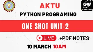 PYTHON PROGRAMMING I UNIT - II ONE SHOT I Python Program Flow Control Conditional blocks