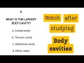 Top 30 MCQS on BODY CAVITIES Abdominal cavity pelvic cavity Thoracic cavity