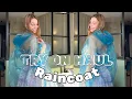 Download Lagu [4K] Raincoat Try-On | Blue Raincoat over a cute skirt outfit