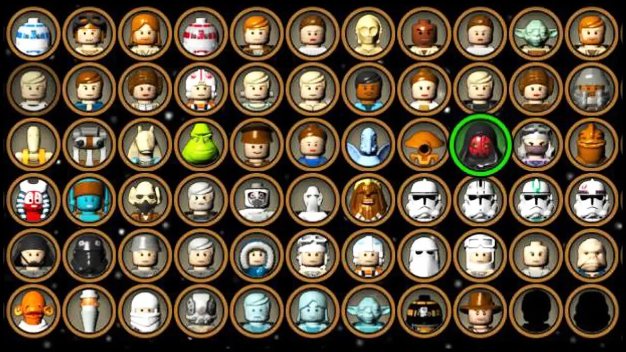 LEGO Star Wars: The Complete Saga - All Characters Unlocked (Complete Character Grid). 