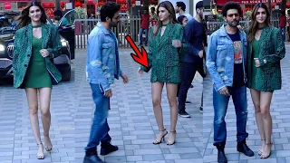 oops without pant kriti sanon with kartik aryaan arrive to promote shehzada tseries