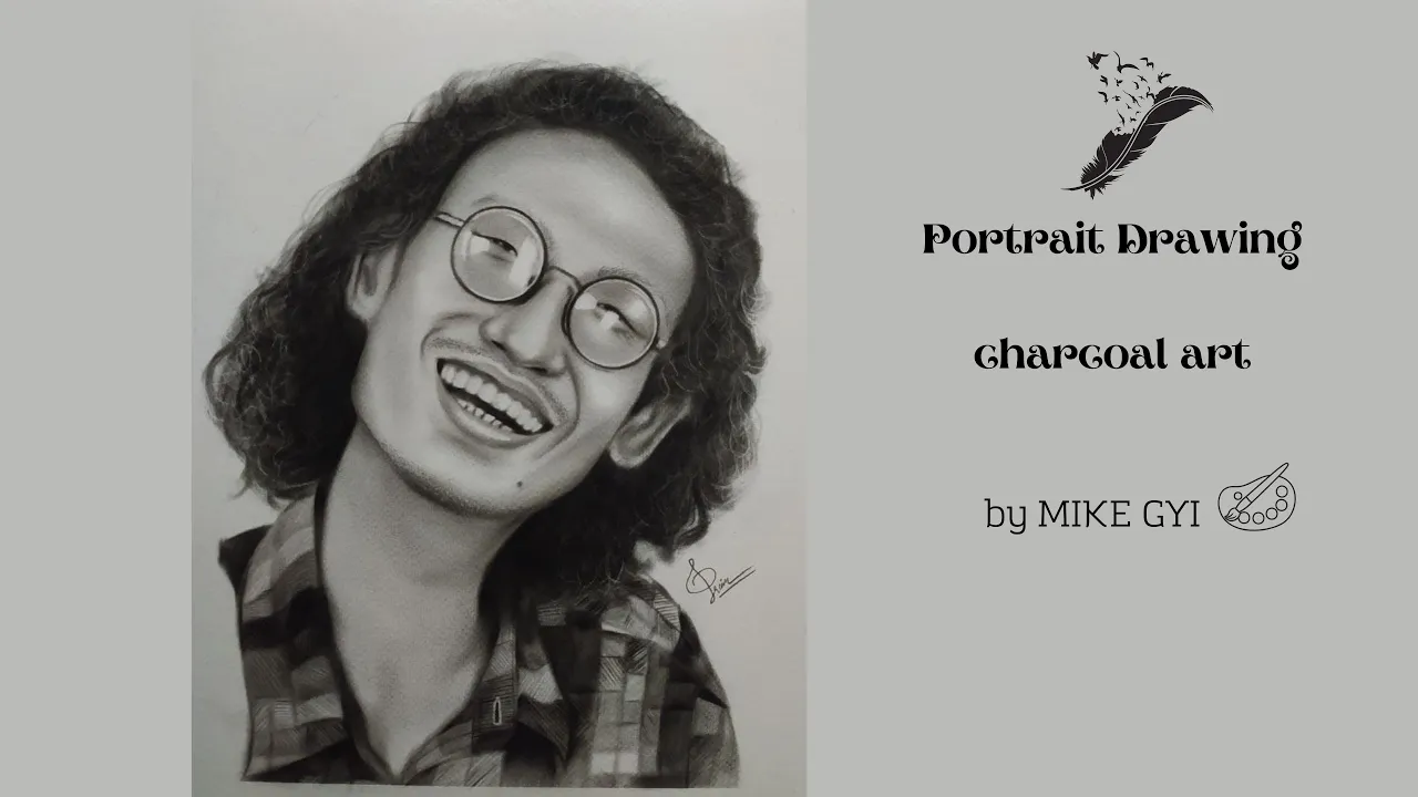 Portrait Drawing of Htoo Aein Thin : Charcoal Art