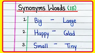 15 Synonyms words in English List of synonyms Common synonyms words English grammar