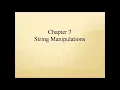 Chapter 7 String Manipulation