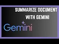 How To Summarize Document Using Google Gemini